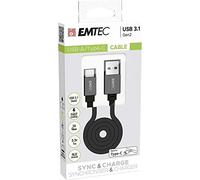 EMTEC, ECCHAT700TCU3, Câble USB 32 Gen 2 A vers C, charge rapide jusqu'à 3A, connecteurs en aluminium, longueur 1,2 m, idéal pour tous vos appareils, Noir