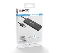 Emtec Hub USB 4 ports ECHUBT620A – Ultra fin, transfert rapide, micro-USB – Noir