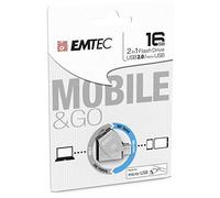 Emtec ECMMD16GT252B - Clé USB - 3.0 (3.1) - Série Dual - Collection MobileGo T250B - 16 Go - 2 en 1 : OTG Dual Double Connectique USB / Micro-USB métal