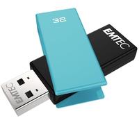 EMTEC, ECMMD32GC352, Clé USB pivotante 32 Go en métal d'alliage de zinc, finition mate, design moderne, vitesse de lecture 15 MB/s, écriture 5 MB/s, compatible Windows/Mac, Noir/Bleu