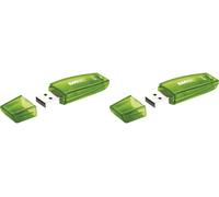 Emtec ECMMD64G2C410 - Clé USB - 2.0 - Série Runners - C410 Color Mix - 64 Go - Transparente Vert avec Capuchon (Lot de 2).[G188]
