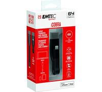 Emtec ECMMD64GT503V2B - Clé USB On-The-Go Lightning - 3.0 (3.1) - Collection T500 iCobra V2 - 64Go - 2 en 1 : OTG Dual USB-A / Lightning pour Smartphone et Tablette Charge Backup - Certifiée mFI