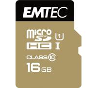 EMTEC ECMSDM16GHC10GP - Carte microSD - Classe 10 - Gamme Elite Gold - UHS-I U1 - Avec adaptateur Performance - Vitesse de lecture jusqu'à 85MB/s -Noir/Or - 16 Gb
