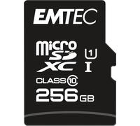 EMTEC ECMSDM256GXC10GP - Carte microSD - Classe 10 - Gamme Elite Gold - UHS-I U1 - avec Adaptateur Performance - Vitesse de Lecture jusqu'à 90MB/s -Noir/Or - 256GB