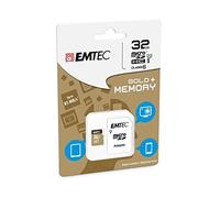 EMTEC ECMSDM32GHC10GP - Carte microSD - Classe 10 - Gamme Elite Gold - UHS-I U1 - Avec adaptateur Performance - Vitesse de lecture jusqu'à 85MB/s -Noir/Or - 32 Gb