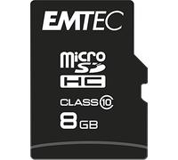 EMTEC, ECMSDM8GHC10CG, Carte microSDHC 8 Go Classe 10, Vitesse de lecture jusqu'à 20MB/s, idéale pour smartphones et tablettes, compatible SDHC/SDXC, Taille: 8 Go, Couleur: Noir