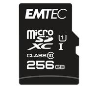 EMTEC ECMSDM256GXC10GP - Carte microSD - Classe 10 - Gamme Elite Gold - UHS-I U1 - avec Adaptateur Performance - Vitesse de Lecture jusqu'à 90MB/s -Noir/Or - 256GB