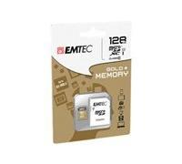 EMTEC Gold+ - Carte mémoire flash (adaptateur SD inclus(e)) - 128 Go - Class 10 - micro SD - or