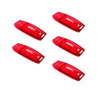 EMTEC - Lot de 5 Clés USB 2.0 C410 16 Go - Plastique Transparent - Vitesse de Lecture 15MB/s - Stockage de fichiers, Transfert de données, Informatique - Rouge
