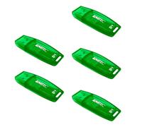 EMTEC - Lot de 5 Clés USB 2.0 C410 64 Go - Plastique Transparent - Vitesse de Lecture 15MB/s - Stockage de fichiers, Transfert de données, Informatique - Vert