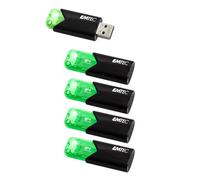 EMTEC - Lot de 5 Clés USB 2.0 Click Easy B110 64 Go - Plastique - Mécanisme rétractable - Stockage de données, Transfert de fichiers, Informatique - Vert