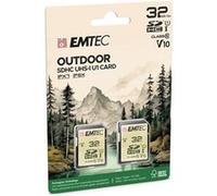 EMTEC Outdoor - Carte mémoire flash - 32 Go - Video Class V10 / UHS-I U1 / Class10 - microSDHC UHS-I (pack de 2)