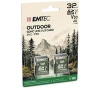 EMTEC Outdoor - Carte mémoire flash - 32 Go - Video Class V30 / UHS-I U3 / Class10 - microSDHC UHS-I (pack de 2)