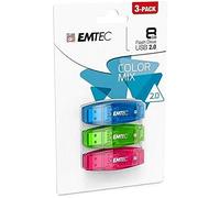 EMTEC - Pack de 3 Clés USB Gamme C410 Color Mix 2.0, 8Go - Compatibilité Universelle USB 2.0 - Lecture 15Mo/s et Écriture 5Mo/s - Éco-Design - Bleu, Vert, Rouge