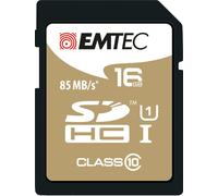 EMTEC, ECMSD16GHC10GP, Carte SD 16 Go Classe 10 UHS-I U1 avec adaptateur, vitesse de lecture jusqu'à 90MB/s, idéale pour appareils photo et caméscopes, taille 16 Go, Couleur or