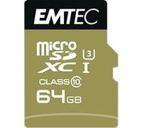 EMTEC SpeedIN' - Carte mémoire flash (adaptateur microSDXC vers SD inclus(e)) - 64 Go - UHS-I U3 / Class10 - 650x - micro SDXC G