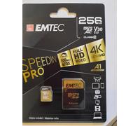 EMTEC, SpeedIN Pro SD UHS, Carte mémoire haute performance UHS-I U3 V30 256 Go, idéale pour photos et vidéos 4K, vitesse d'écriture jusqu'à 85 Mo/s, compatible avec appareils modernes, 256 Go, Noir