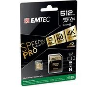 Emtec Carte microSD SpeedIN PRO ECMSDM256GXC10SP 512/256 Go UHS-I U3 V30 A1 avec adaptateur Noir/Or
