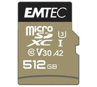 Emtec Carte microSD SpeedIN PRO ECMSDM256GXC10SP 512/256 Go UHS-I U3 V30 A1 avec adaptateur Noir/Or