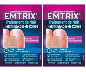 EMTRIX - Patch Nuit Traitement Mycose Ongle Pied - Formule Brevetée - Cliniquement Prouvé - Réduit La Décoloration, Normalise L'Épaisseur - Agit Pendant Votre Sommeil - 14 Patchs (Lot de 2)