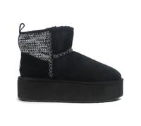 Emu Australia Women's Stinger Knit Flatform Black Platform Booties W13143.BLAK