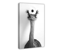 Emu avec un rouleau de papier toilette sur la tête, art mural amusant pour salle de bain, décoration de buanderie, emu mignon, imprimé humour animal, Ai Art-1