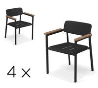 Emu Shine 4er Set Chaises avec accoudoirs Noir, Coussin:sans