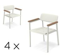 Emu Shine Ensemble de 4 chaises avec accoudoirs Blanc, Coussin d'assise:sans