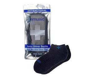Emuaid Ionic Silver Socks - Antibacterial & Anti-Microbial Silver Fiber, Moisture & Odor Control, One Pair - Pairs Perfectly with Ointment for Healthy Feet - Unisex, Navy