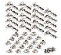 Emuca 1011707 Pack aus 20 Topfscharnieren Ø35mm 100° mit sanftem Verschluss für sich halb überlappende Türen und Euro-Zusätze zum Festschrauben mit Verbindergehäuse