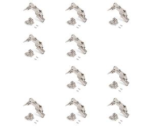 Emuca 1013207 Lot de 10 charnières à visser Ø35mm 165° fermeture douce montage rentrant et embases eurovis avec réglage excentrique
