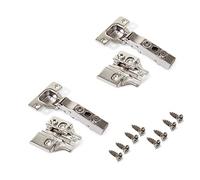 Emuca 1013307 Lot de 2 charnières à visser Ø35mm 100° fermeture douce montage en applique et embases à visser avec réglage excentrique