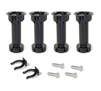 EMUCA 2032117 Jeu de 4 pieds réglables avec accessoires pour cuisine/salle de bain, en plastique, Noir, 100 mm