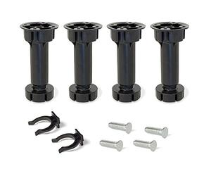 EMUCA 2032117 Jeu de 4 pieds réglables avec accessoires pour cuisine/salle de bain, en plastique, Noir, 100 mm