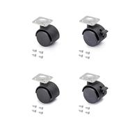 Emuca 2036717 Lot de 4 Roulettes pivotantes Ø 40 mm avec plaque de fixation/roulement à billes Noir