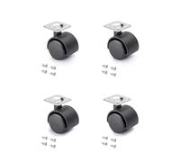 Emuca 2036817 Lot de 4 Roulettes pivotantes à platine sans frein Ø 30 mm avec plaque de fixation/roulement à billes Noir