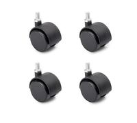 EMUCA 2037817 Lot de 4 roulettes pivotantes à Double Roue sans Frein pour Meuble, diamètre 40mm, avec Boulon M8x12mm et roulement à Billes, Noir