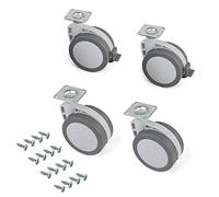 EMUCA 2037921 Lot de 4 roulettes pivotantes Gris pour Meuble 2 sans Frein diamètre 80mm avec Plaque de Fixation et roulement à Billes