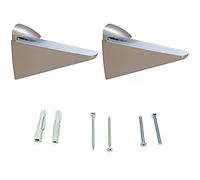 Emuca 4009224 Halcon Lot de 2 Supports pour étagère d'épaisseur 8-40 mm Finition Nickel Mat