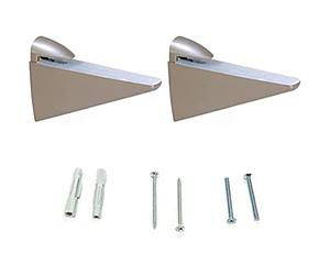 Emuca 4009224 Halcon Lot de 2 Supports pour étagère d'épaisseur 8-40 mm Finition Nickel Mat