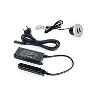 Emuca 5070625 Chargeur multiple avec 2 ports USB type-A pour encastrer au meuble, Gris métallisé