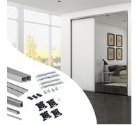 Emuca 6015562 Kit de quincaillerie pour armoire à 2 portes coulissantes avec fermeture souple Placard 74, Modèle de poignée Sha