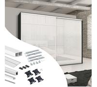 Emuca 6018412 Kit de quincaillerie pour armoire à 2 portes coulissantes avec fermeture souple Placard 74, Modèle de poignée Sha