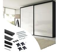 Emuca 6018414 Kit de quincaillerie pour armoire à 2 portes coulissantes avec fermeture souple Placard 74, Modèle de poignée Sha