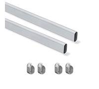 Tube de penderie ovale 30 x15 mm - avec supports - par 2 - 750 mm EMUCA
