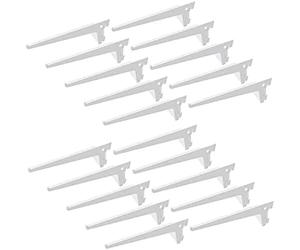 Emuca 7908112 Équerres d'étagère pour rail simple perforation pas 50mm, blanc, 250mm, Set de 20 pièces