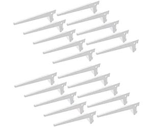 Emuca 7908412 Équerres d'étagère pour rail simple perforation pas 50mm, blanc, 400mm, Set de 20 pièces