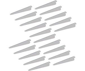 Emuca 7908512 Équerres d'étagère pour rail double perforation pas 32mm, blanc, 170mm, Set de 20 pièces