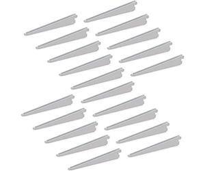 Emuca 7908612 Équerres d'étagère pour rail double perforation pas 32mm, blanc, 220mm, Set de 20 pièces