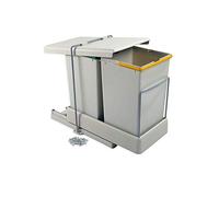 Emuca Poubelle de recyclage à fixation inférieure, extraction automatique, 2 conteneurs 14 L G